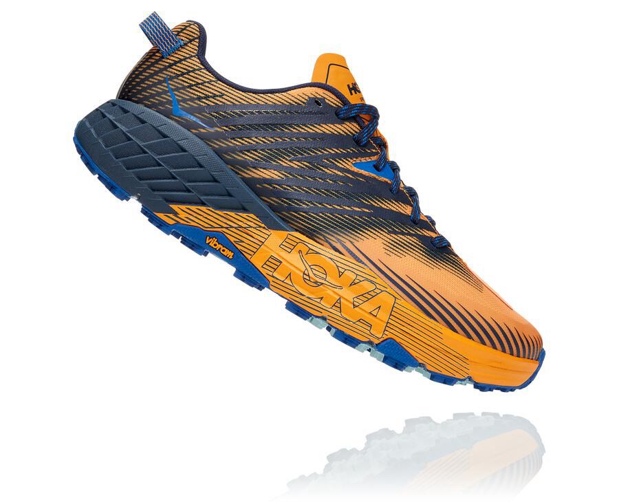 Hoka One One Mens Trail Shoes - Speedgoat 4 - Orange/Black - MCET14527